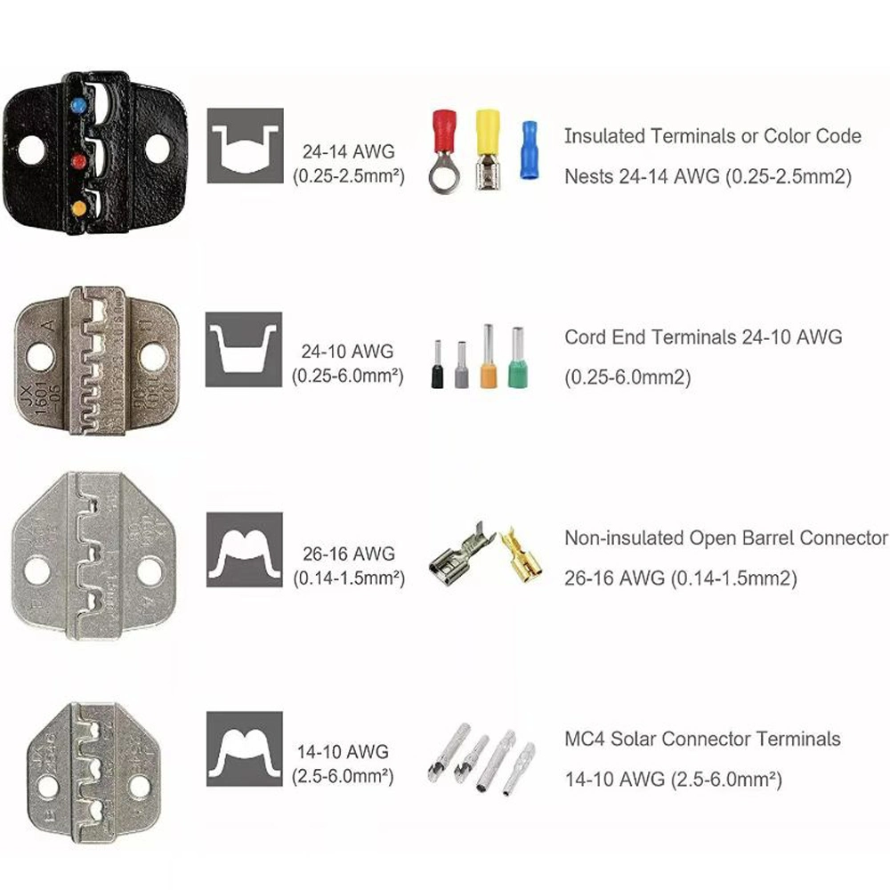 4 in One Wire Crimpers Ratcheting Terminal Crimping Pliers Cord End Terminals Tool