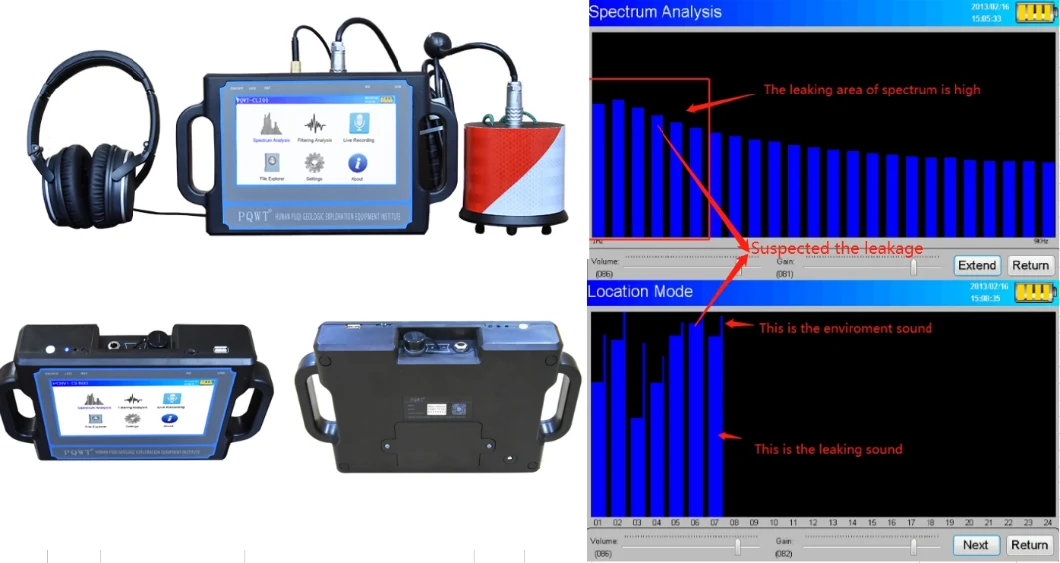 Portable Electric Plumbing Tools Pqwt-Cl600 Powerful Data Process in Finding Pipe Leakage 6m