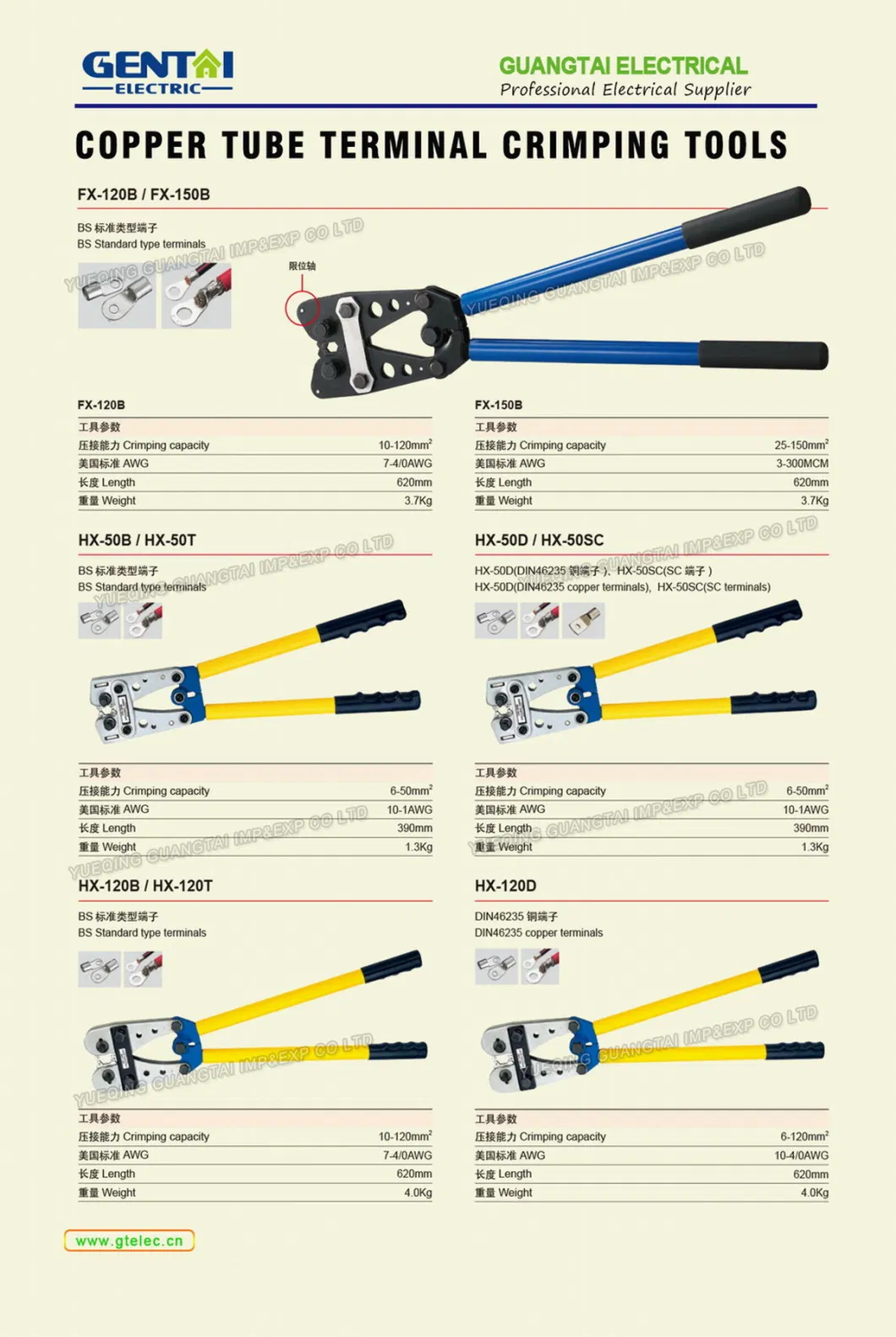 Copper Tube Terminal Crimping Tool for BS Standard Type Terminals