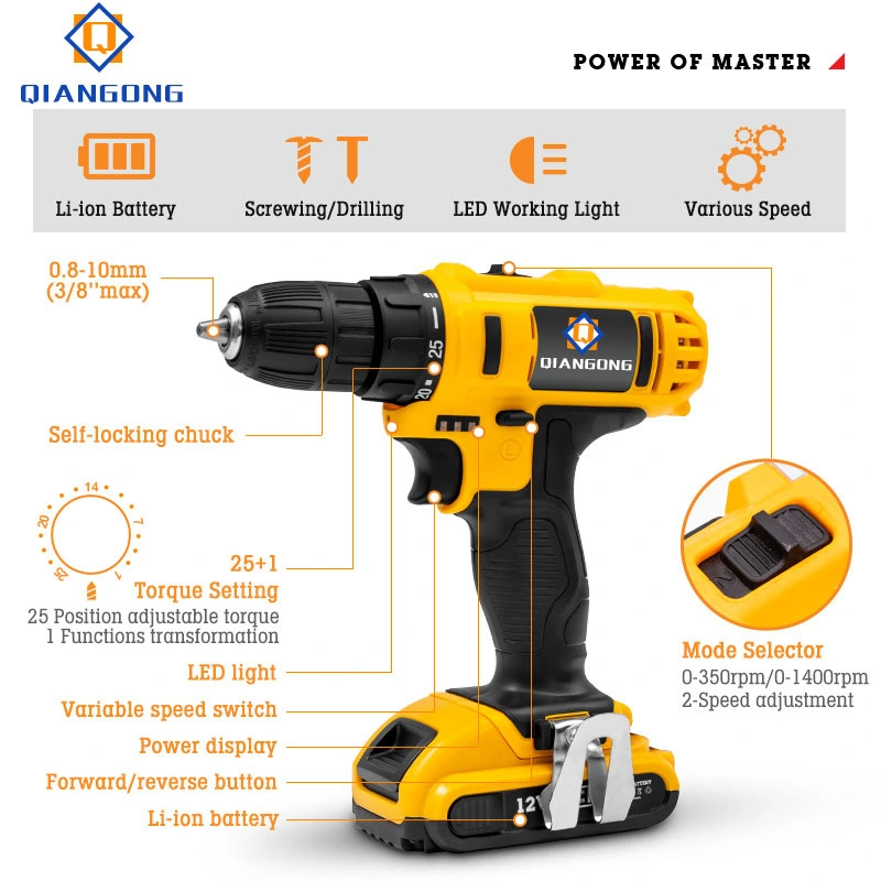21V Chargeable Cordless Drill Power Tool for Drilling Machine Set