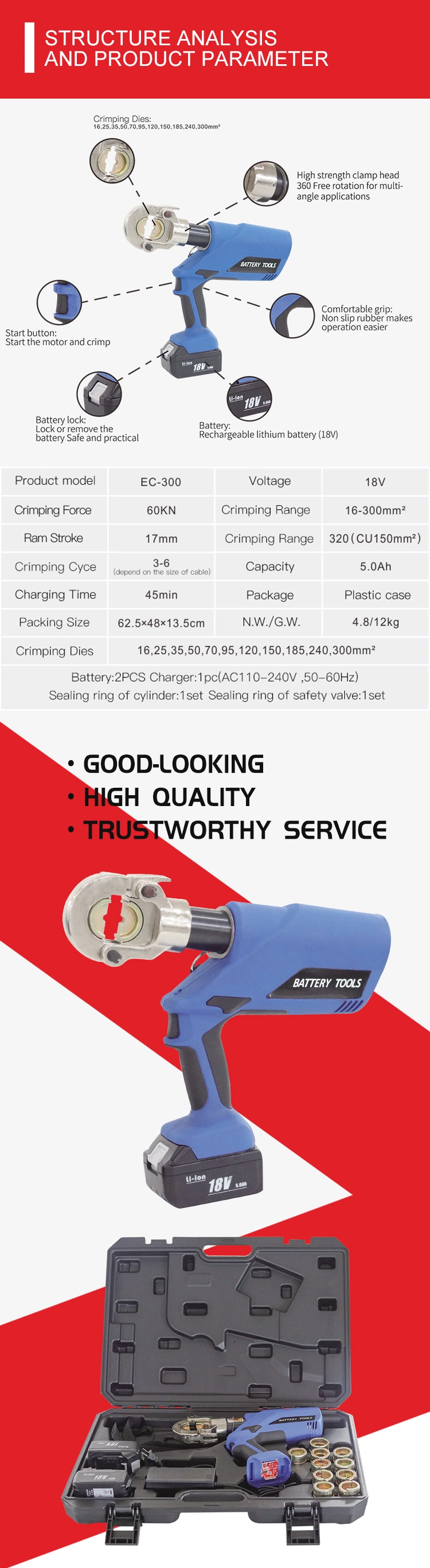 Ec-300 Battery Powered Hydraulic Crimping Tool