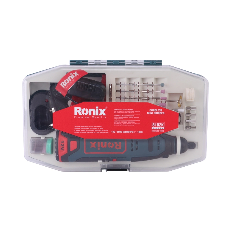 Ronix 8102K Mini Power Rotary Tool with Accessories Rechargeable Rotary Tool Metal Drilling Cutting Cordless Rotary Kit