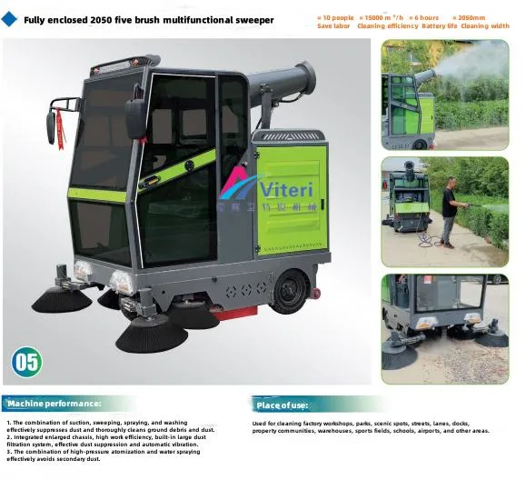 48V Battery High Pressure Water and Sprayer Park Road Sweeper Machine