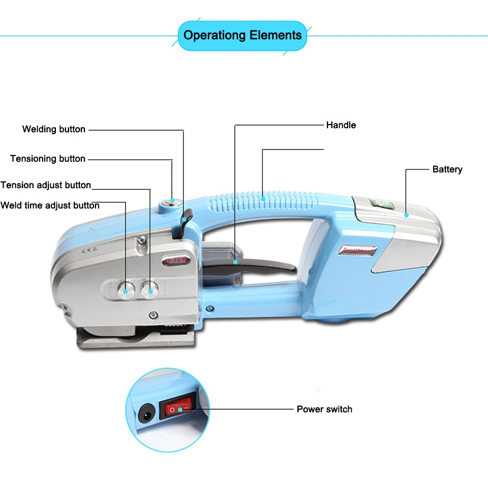 PP Pet Material Jd13/16 Battery Powered Strapping Tool for 13mm 16mm Band