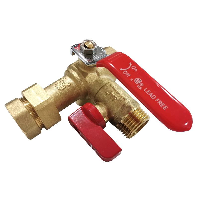 NPT Threaded Water Heater Repair Three-Piece Brass Ball Valve Water Heater Service Valve