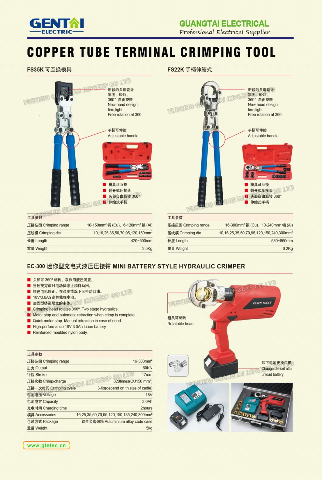 Copper Tube Terminal Crimping Tool for BS Standard Type Terminals