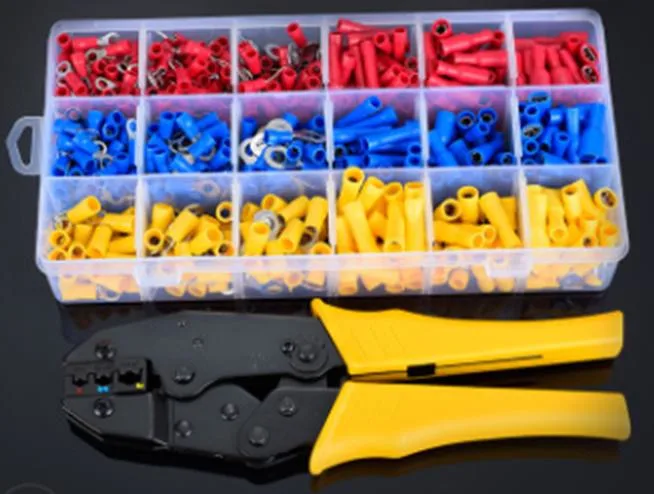 Edge Wire Terminals Crimper Kit, Edge Wire Crimping Tool of AWG22-10 and Electrical Connectors Kit with 700PCS Wire Terminals Connectors