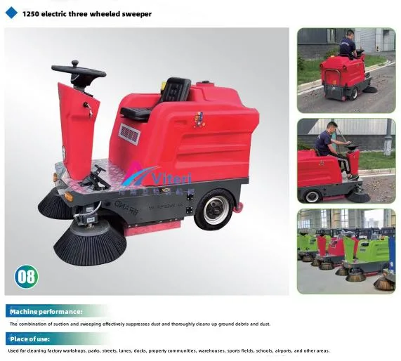 48V Battery High Pressure Water and Sprayer Park Road Sweeper Machine