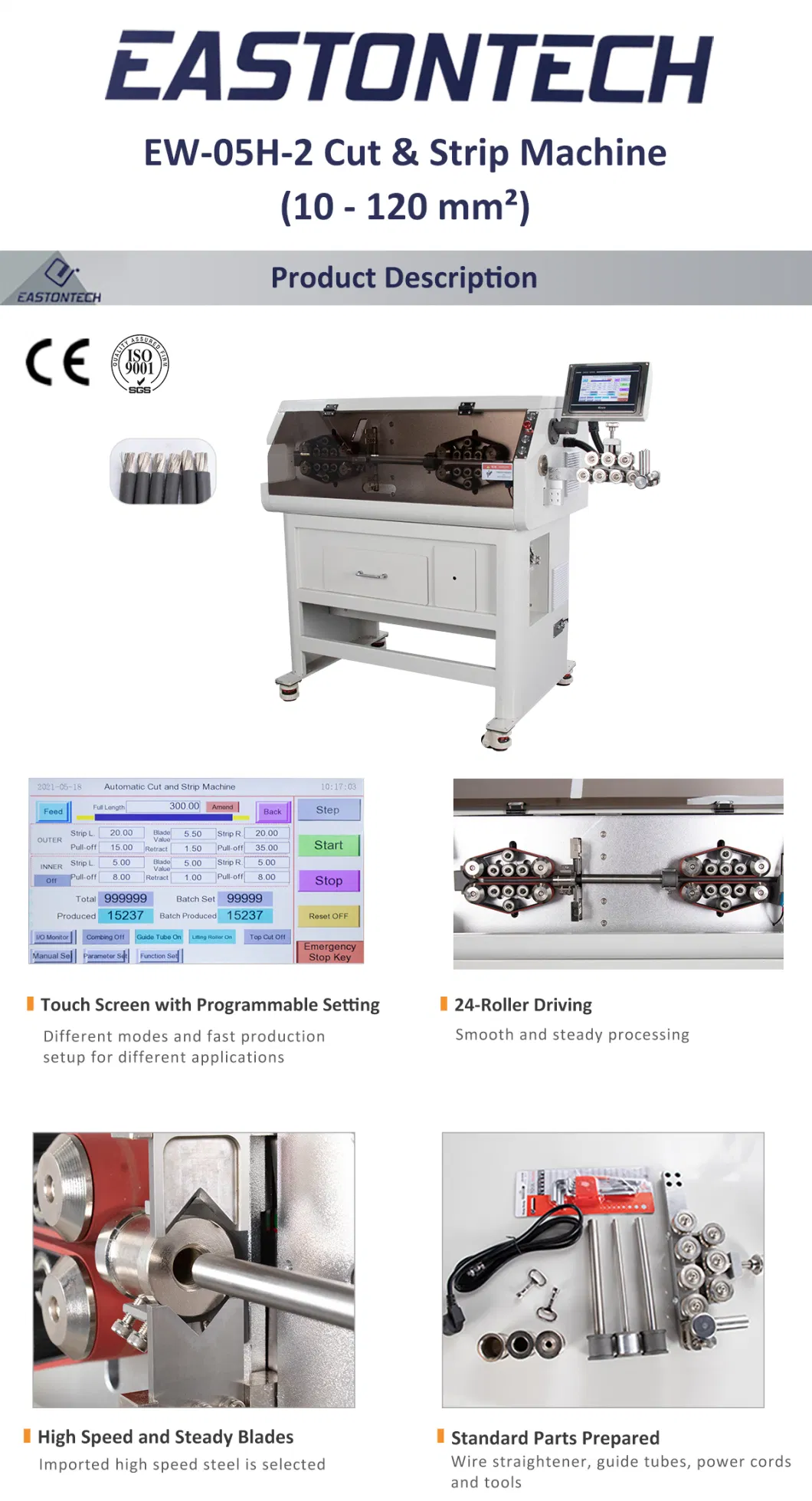 Full Automatic Auto Cable Cut Jacket Strip Electric Insulation Removing Equipment Cable Cutting and Stripping Machine