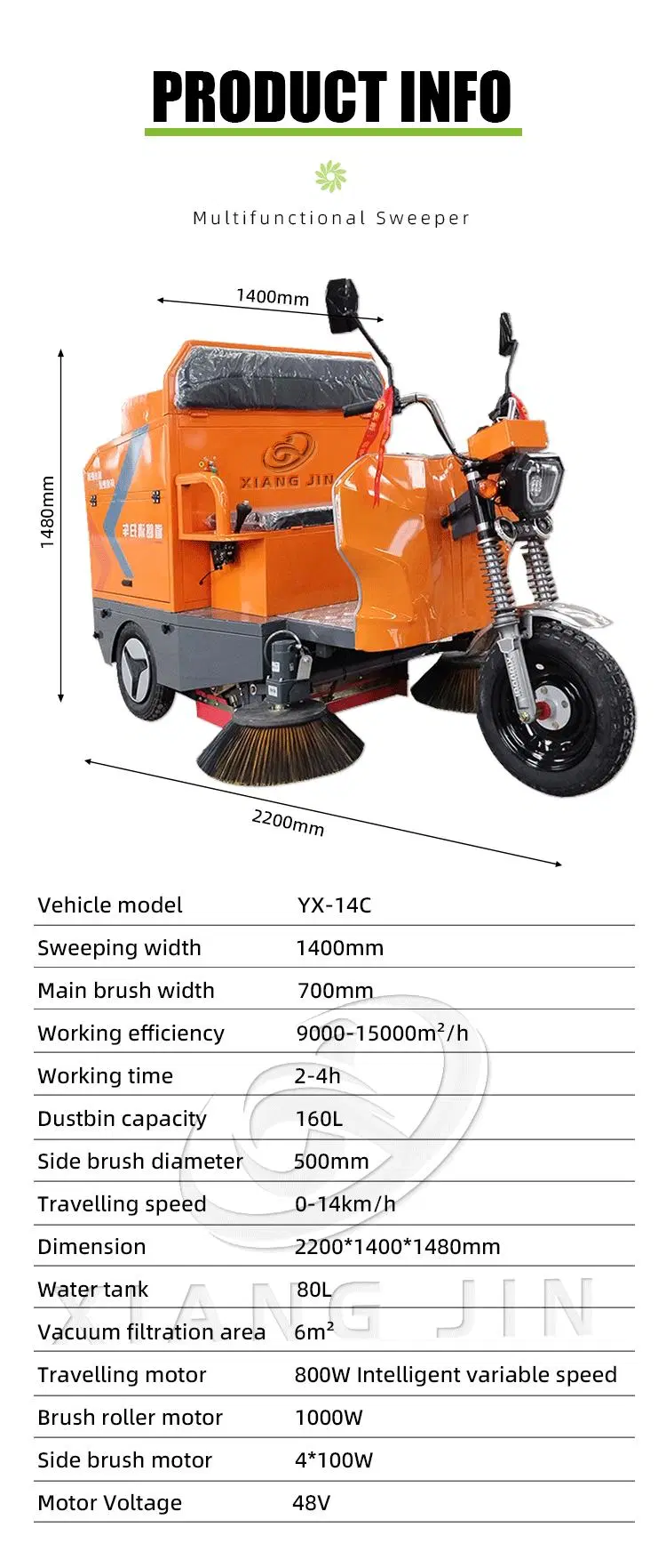 Vacuum 3 Wheels Sweeper Truck Street Floor Cleaner Cleaning Machine