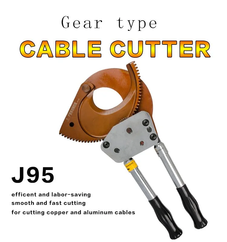 J-95 Cable Scissors, Ratchet Cutter, Manual Gear, Stranded Wire Cutting Tool, Special Cable Scissors