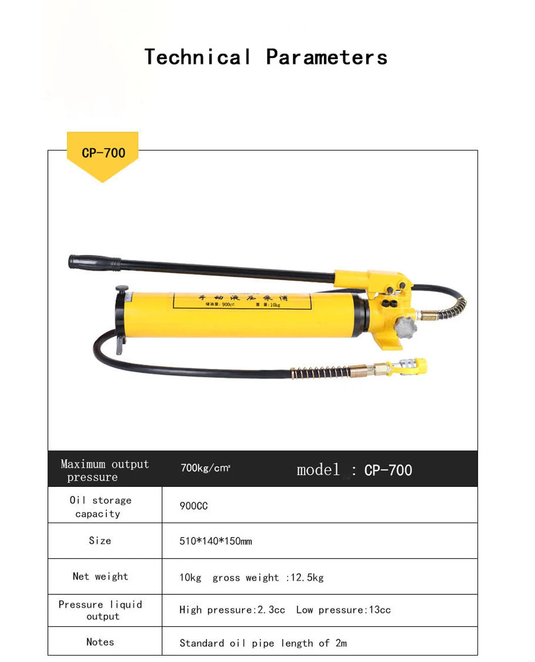 Hydraulic Hand Pump Cp-700 Press Portable Simple High Pressure Hand Oil Pump 700 Bar Factory Hot Sale