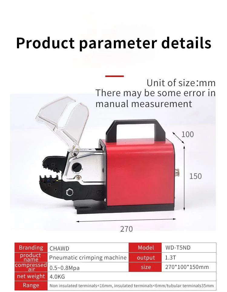 Pneumatic Pipe Press Crimping Machine Copper Tube Terminal Lugs Tool