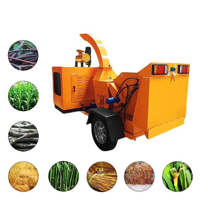 Self Powered Diesel Wood Chipper Machine Hydraulic Feeding Mobile Wood Chipper