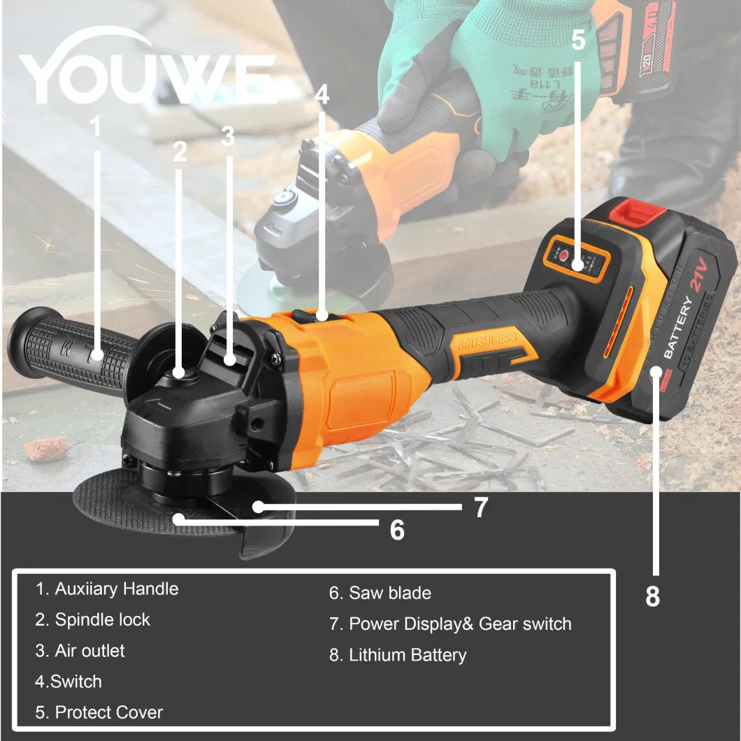 Cordless Battery Angle Grinder Hand Tools Power Tools