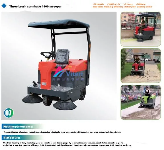 48V Battery High Pressure Water and Sprayer Park Road Sweeper Machine