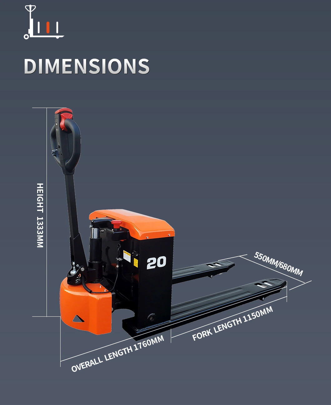 48V Maintenance Free Battery 2000kgs Full Electric Pallet Forklift Truck Jack with Password Lock