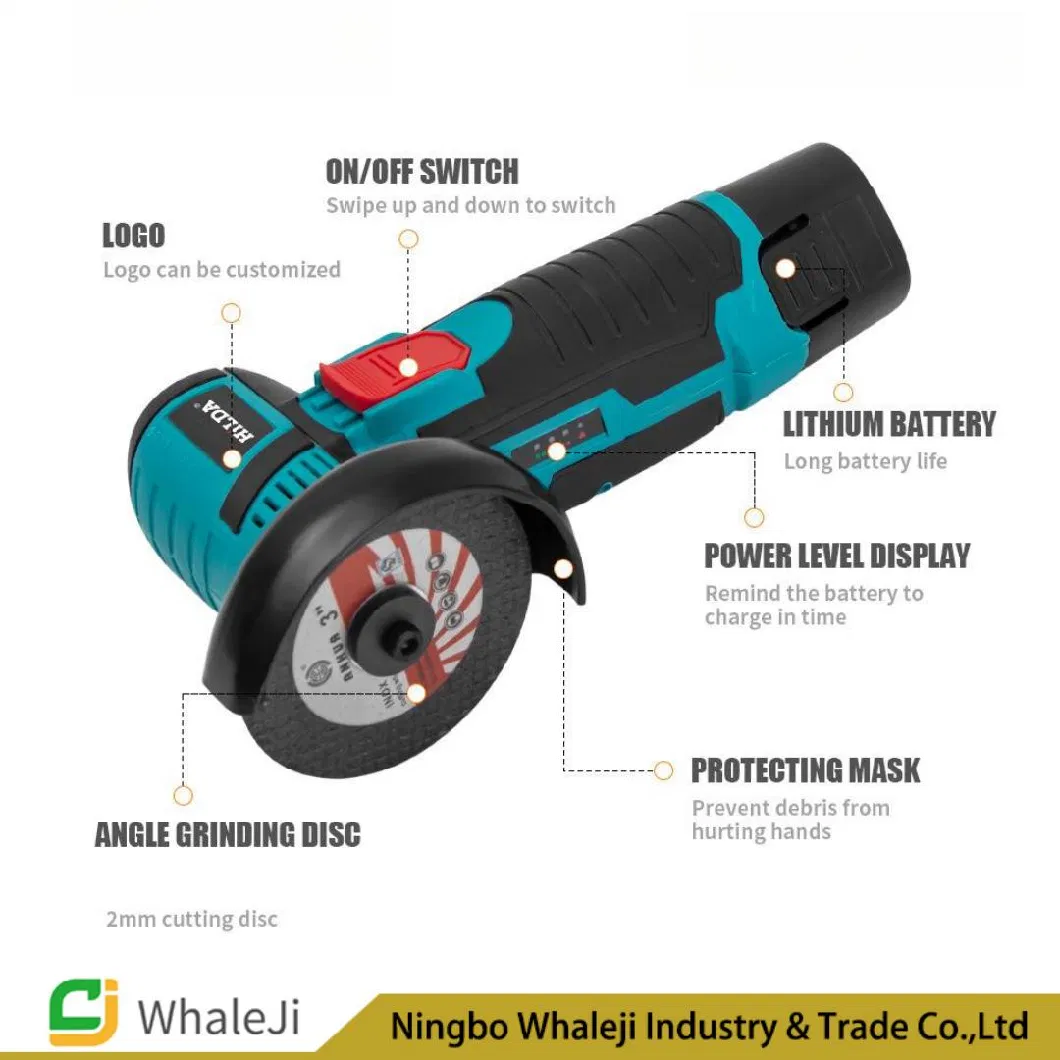 Cordless Angle Grinder Power Tools for Cutting with Lithium Battery