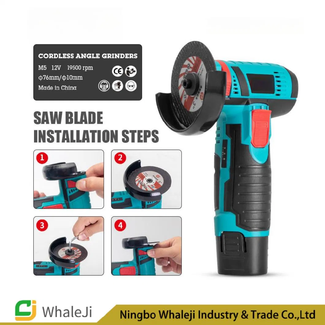 Cordless Angle Grinder Power Tools for Cutting with Lithium Battery