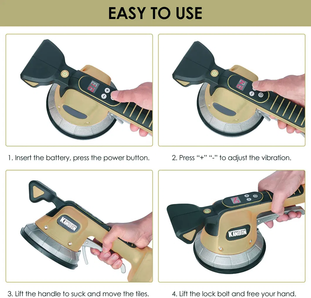 20V Tiler Vibrator Tool with 12 Adjustable Speed &amp; Suction Cup &amp; Digital Display &amp; Lock Design for Floor Tile Wall