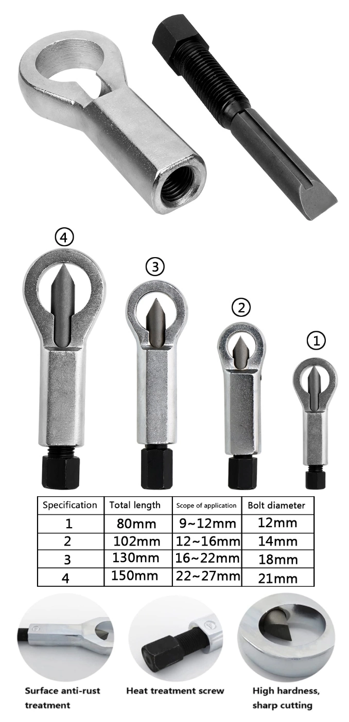 4 Type Nut Splitter Cracker 9 - 36mm Removal Splitting Tools