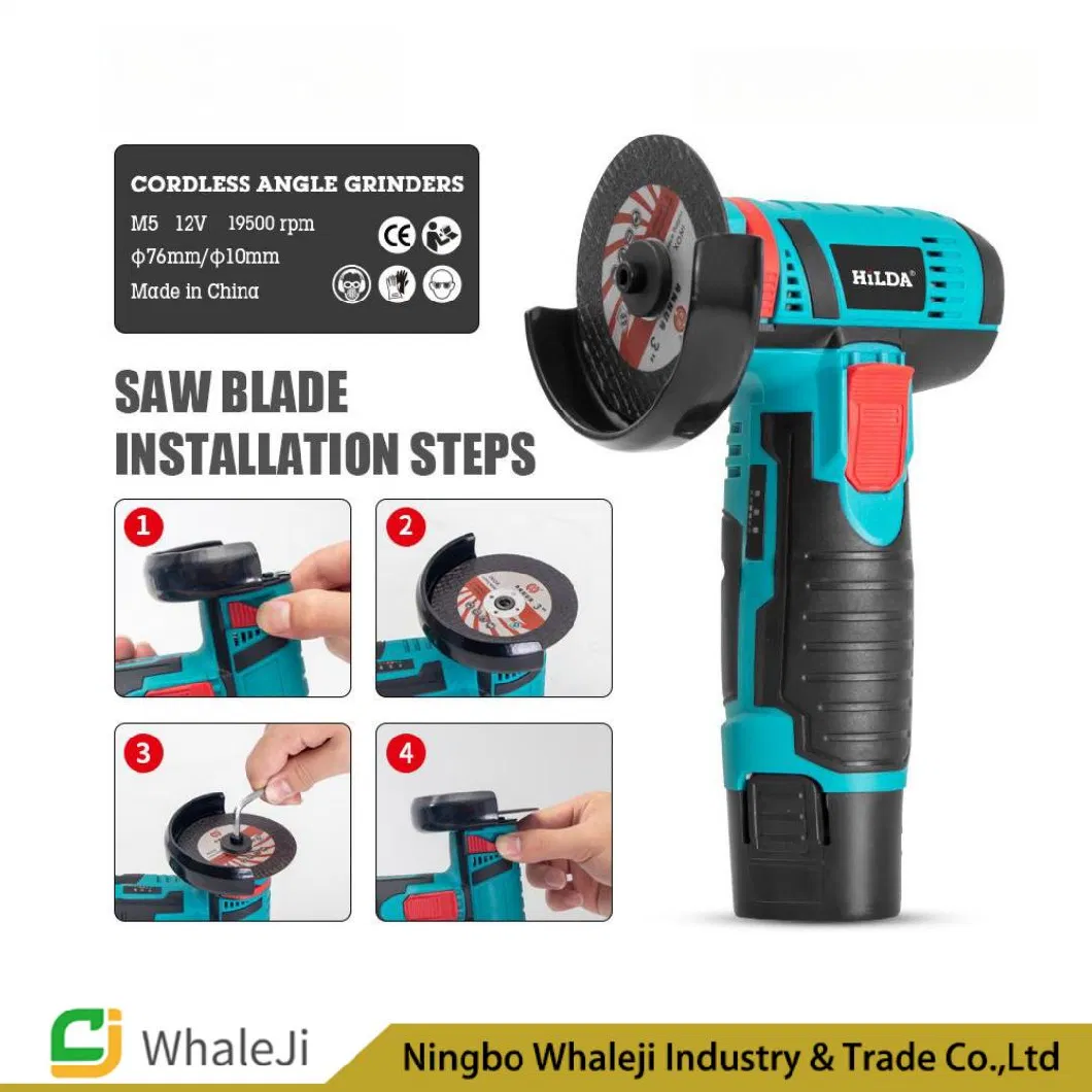 Cordless Angle Grinder Power Tools for Cutting with Lithium Battery