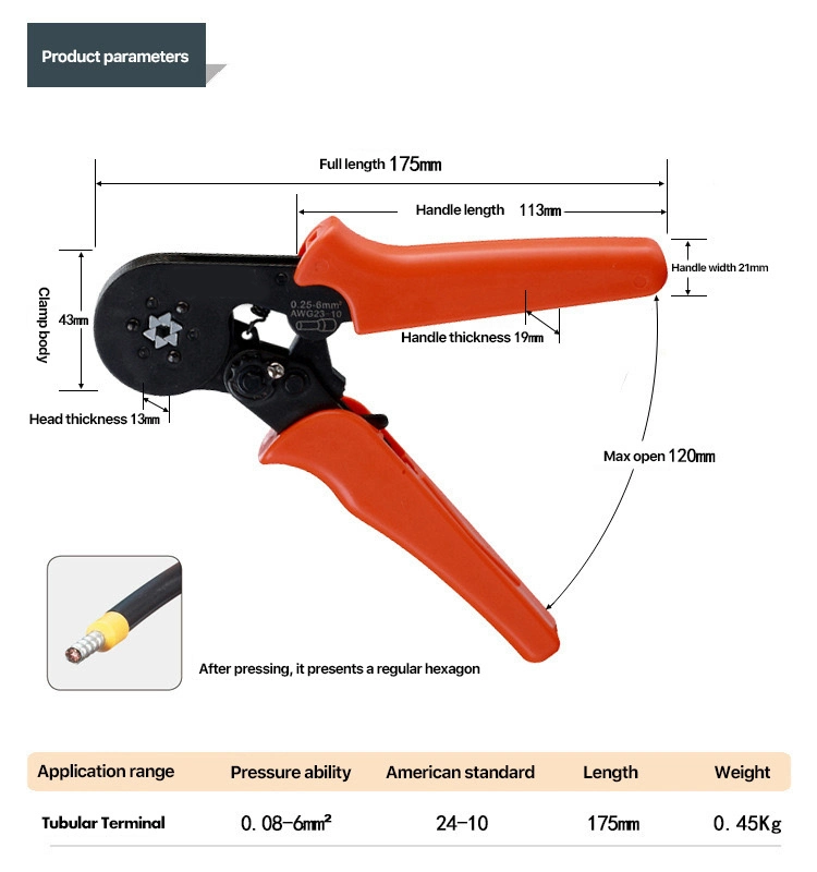 Tubular Terminal Tools Set Manual Crimping Tool