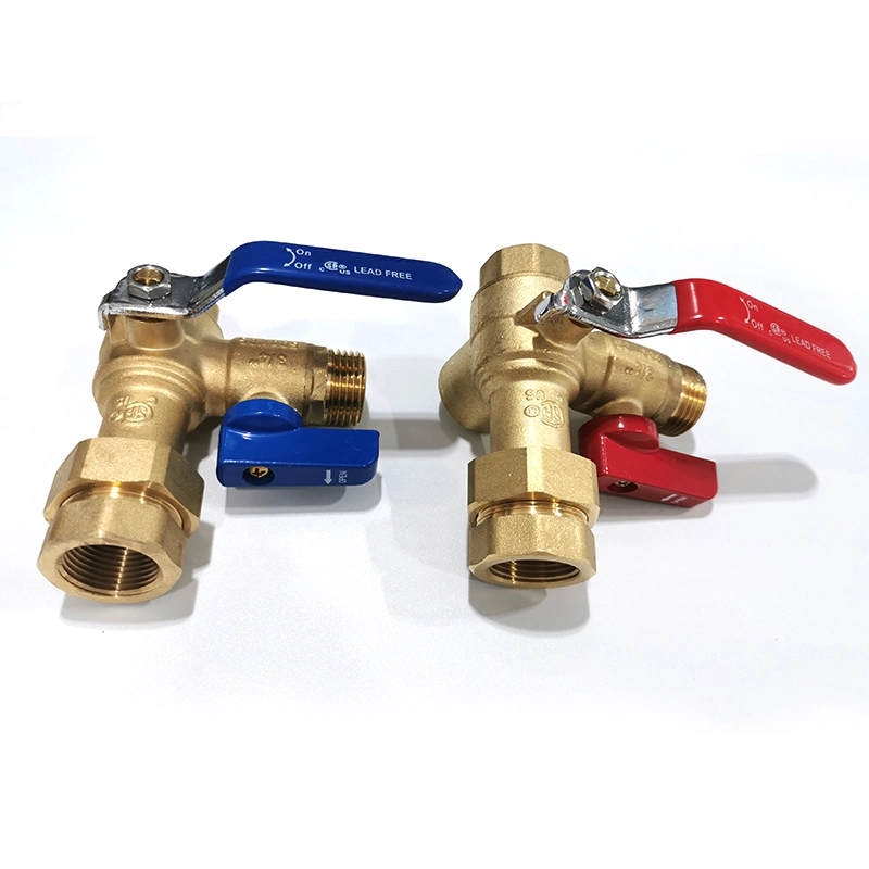 NPT Threaded Water Heater Repair Three-Piece Brass Ball Valve Water Heater Service Valve