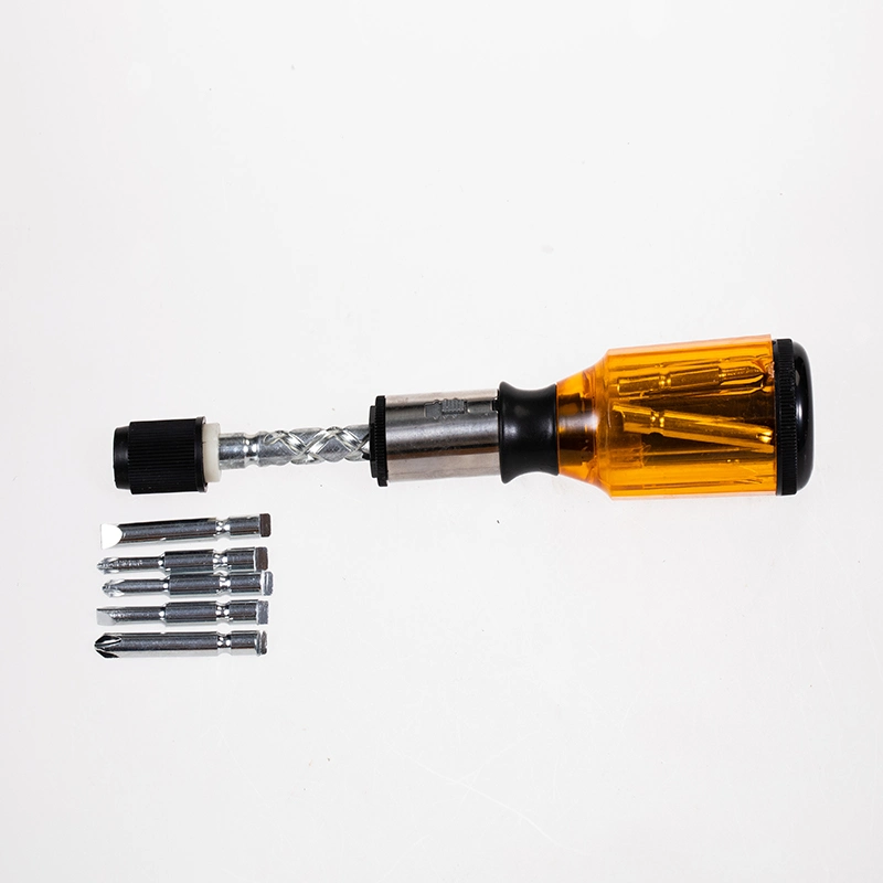 Spiral Screw Driver Hand Pressing Ratchet Screwdriver Hand Tool with Slotted and Bits