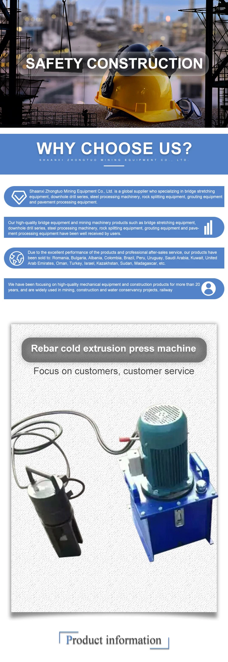 Electric Hydraulic Cold Extrusion Press Wire Cutting Stripping for Rebar Connection