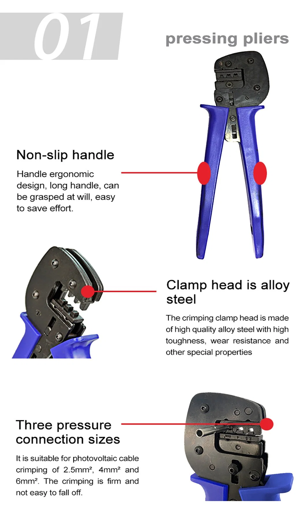 Tin Plated Copper C4K-C Quality Solar Crimping Tool for Solar Cable 2.5/4/6mm2 Ready Ship