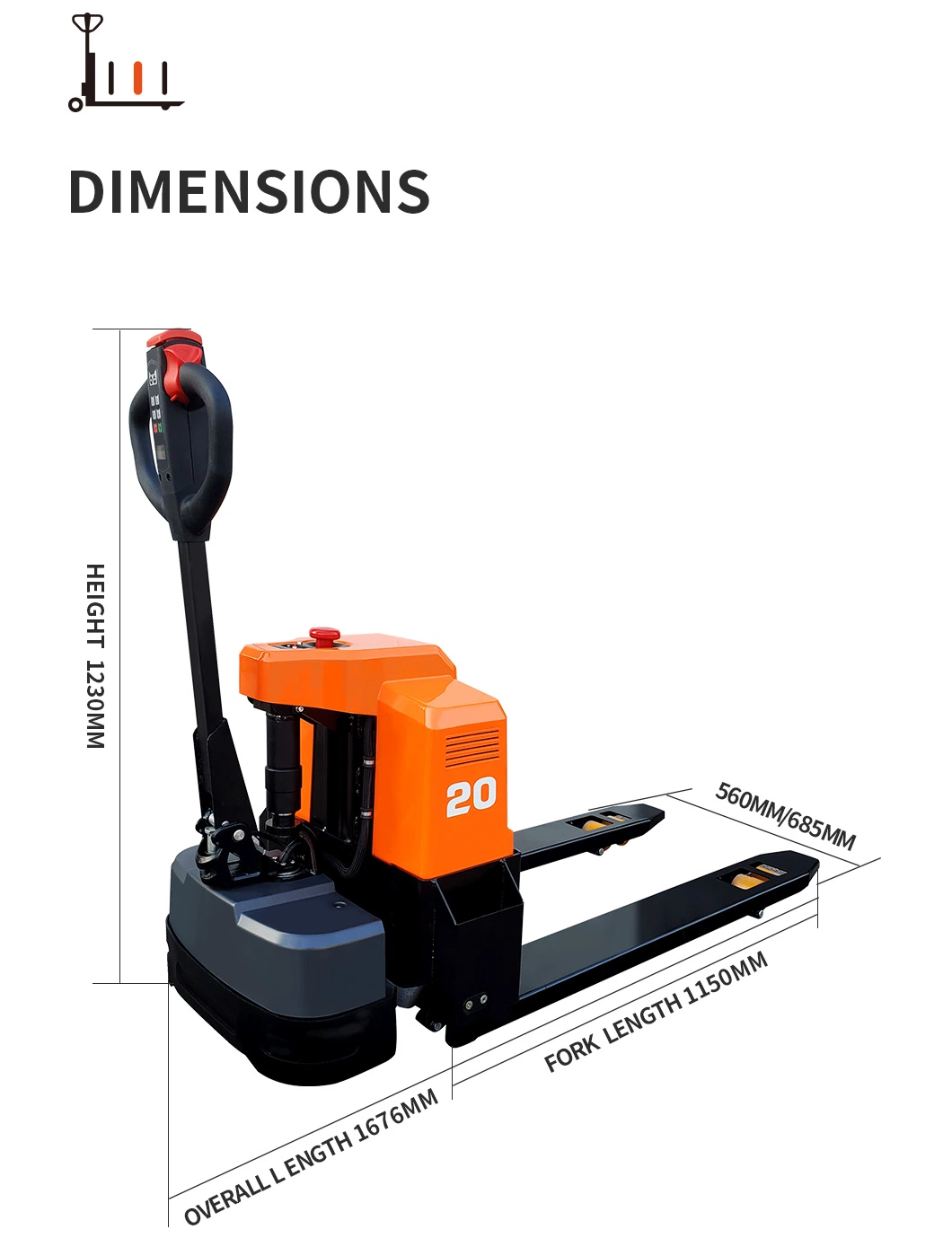 48V Maintenance Free Battery 2000kgs Full Electric Pallet Forklift Truck Jack with Password Lock