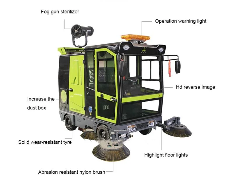 48V Battery High Pressure Water and Sprayer Park Road Sweeper Machine