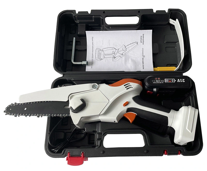 Pruning Shears 6-Inch Mini Chainsaw with Safety Lock LED Light 24V Lithium Battery
