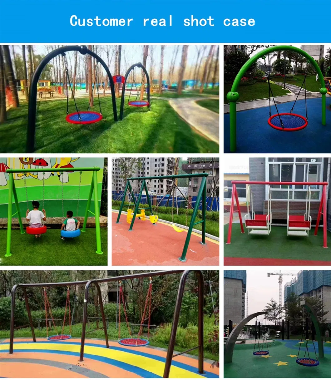 Customized Outdoor Kids Playground Equipment Plastic Slide Swing Set