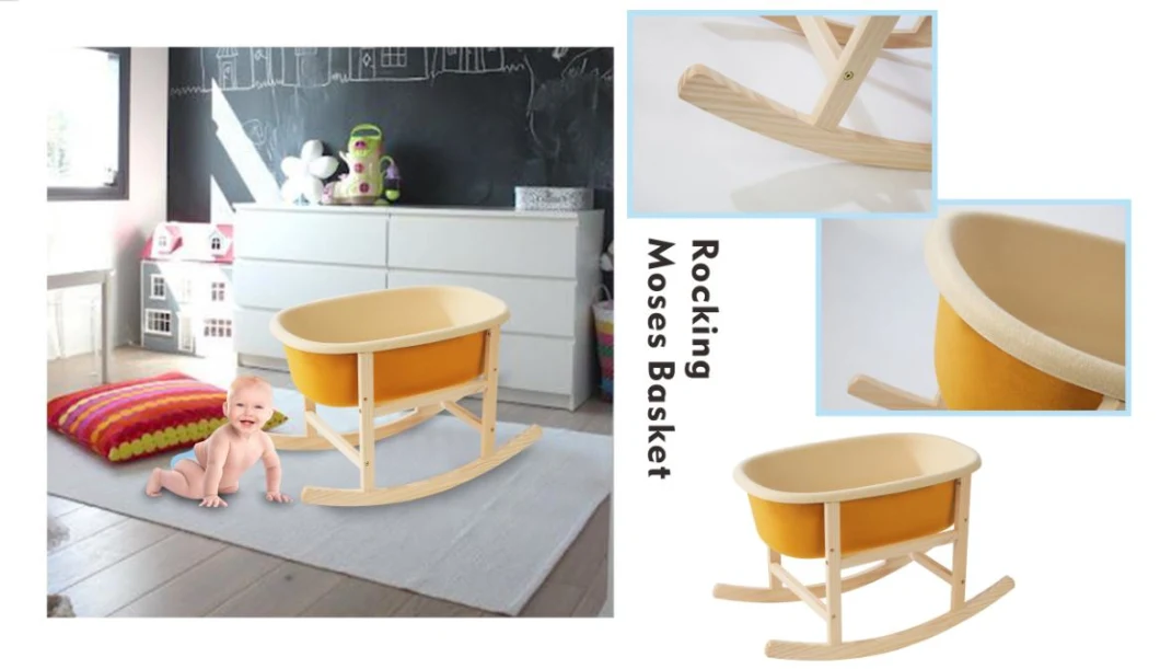 Factory Hot Sale Eco-Friendly Pet Felt Baby Nursery Bed Side Sleeper Cute Wooden Horse Bassinet