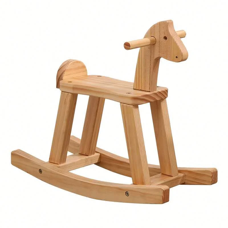 Modern Fashion Natural Solid Wood Children&prime; S Trojan Rocking Horse Toys for Kids