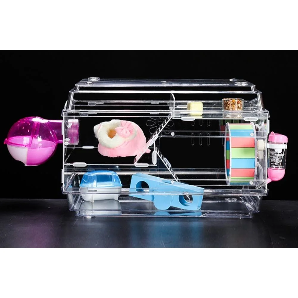 Transparent Double-Layer Small Pet House Large Acrylic Hamster Cage Wbb21103