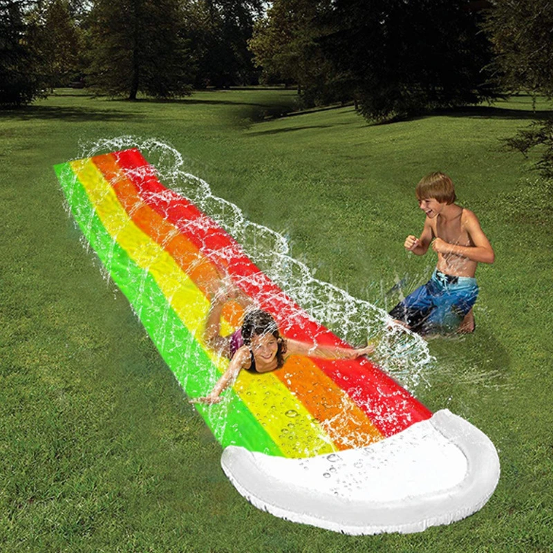 Outdoor Backyard Play Equipment Inflatable Rainbow Splash Sprinkler Water Slides