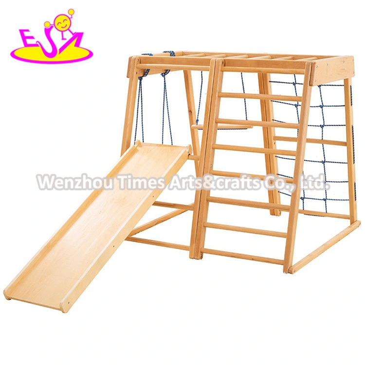 2020 New Sale Indoor Plyground Wooden Swing Sets with Climbing Net W01f002