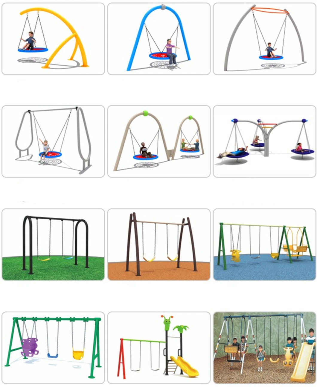 Customized Outdoor Kids Playground Equipment Plastic Slide Swing Set