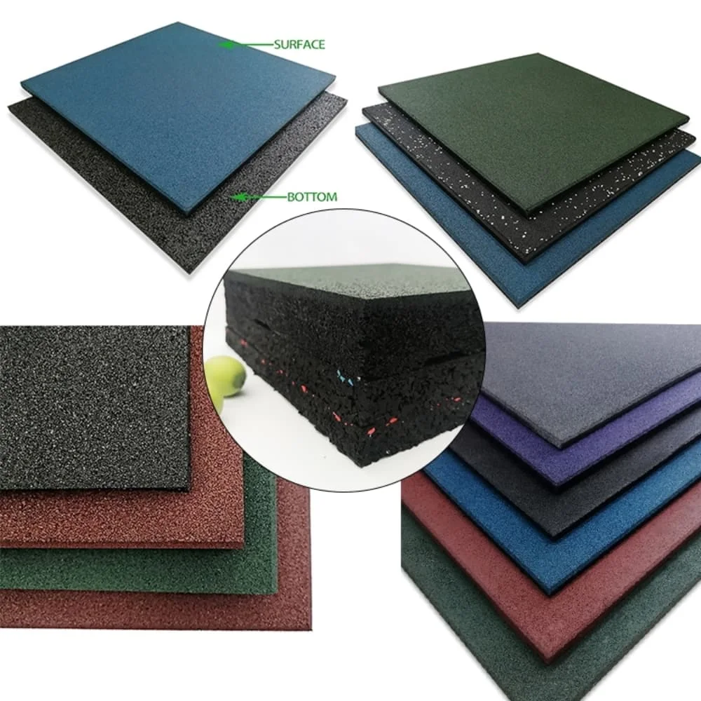 Non-Slip Outdoor Rubber Matting Gym Floor Tile Mat for Home Gym Garage Playground