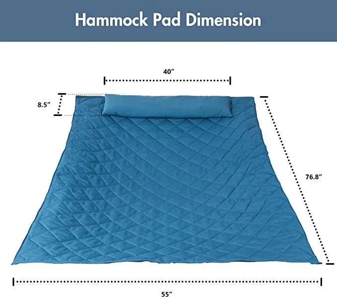 Outdoor Hammock Pad and Pillow Set Only, Heavy Duty Hammock Pad, Blue
