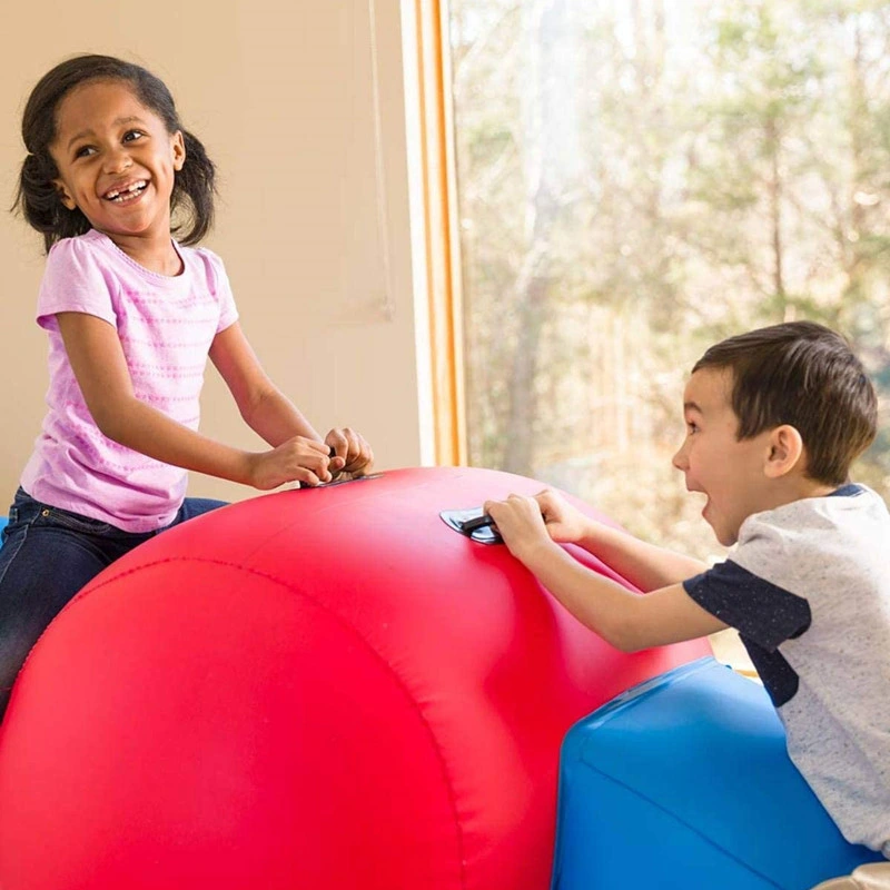 Heavy-Duty Vinyl Giant Inflatable Seesaw Rocker with Handles and Backrests for Two Kids