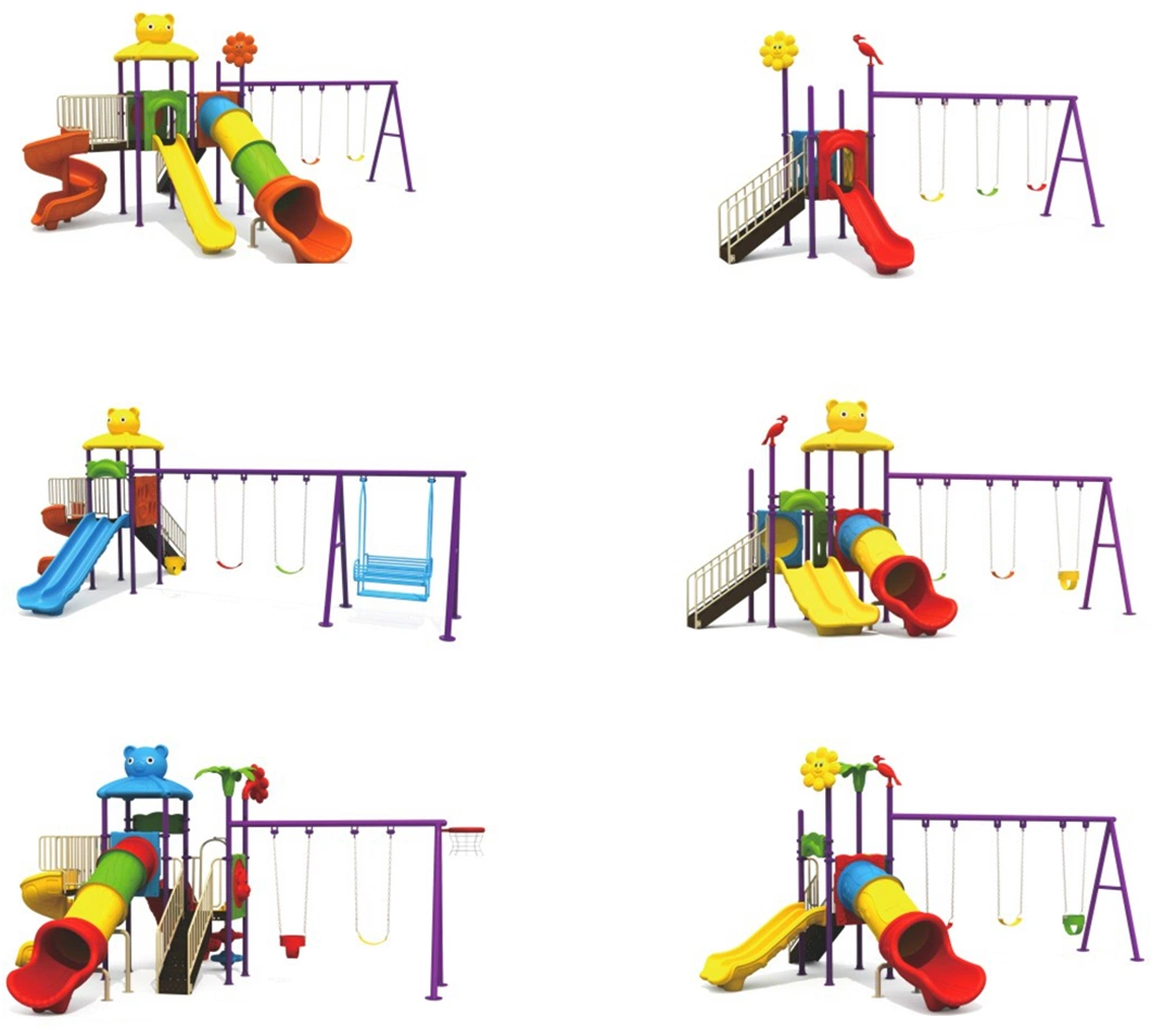 Outdoor Kids Playground Equipment Plastic Slide Swing Set