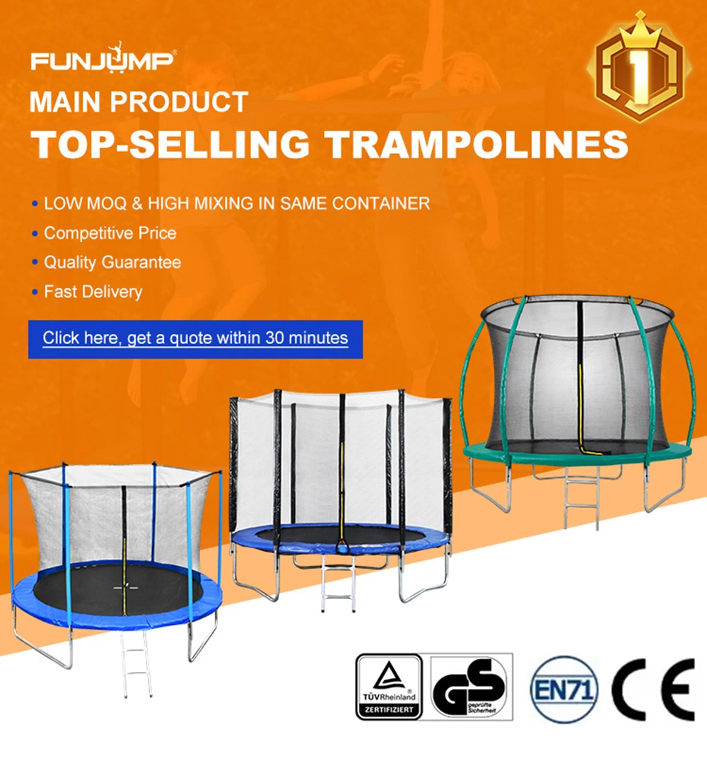 Funjump Good Quality Outdoor Indoor 8FT Portable Round Kids Trampoline with Safety Net