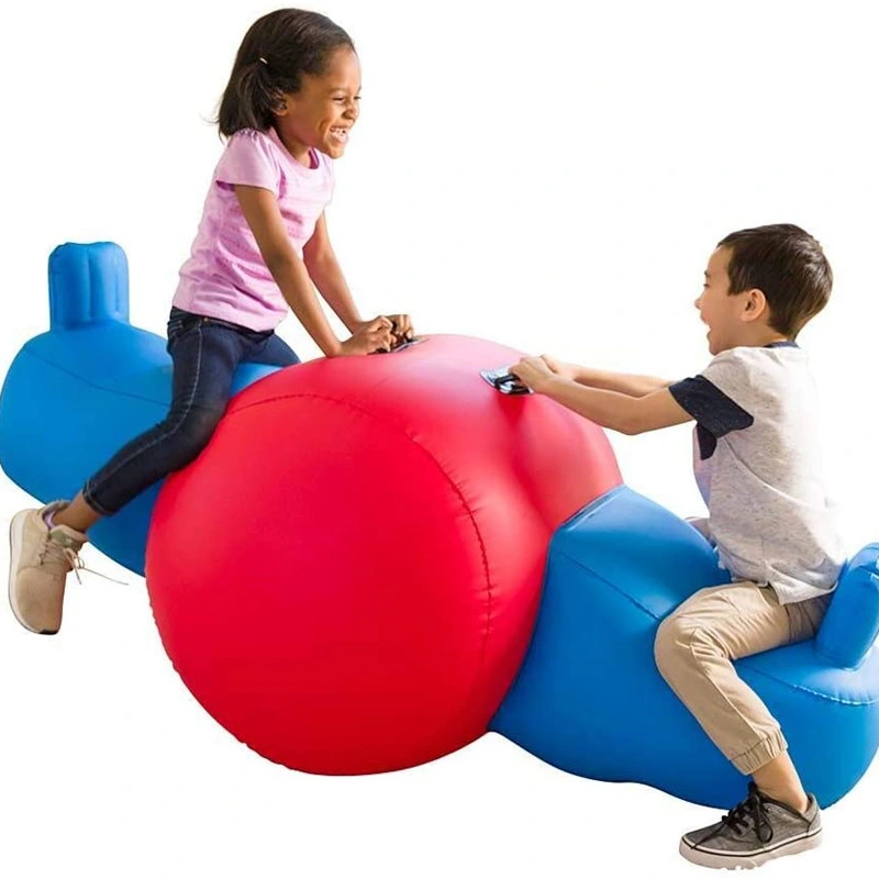 Heavy-Duty Vinyl Giant Inflatable Seesaw Rocker with Handles and Backrests for Two Kids