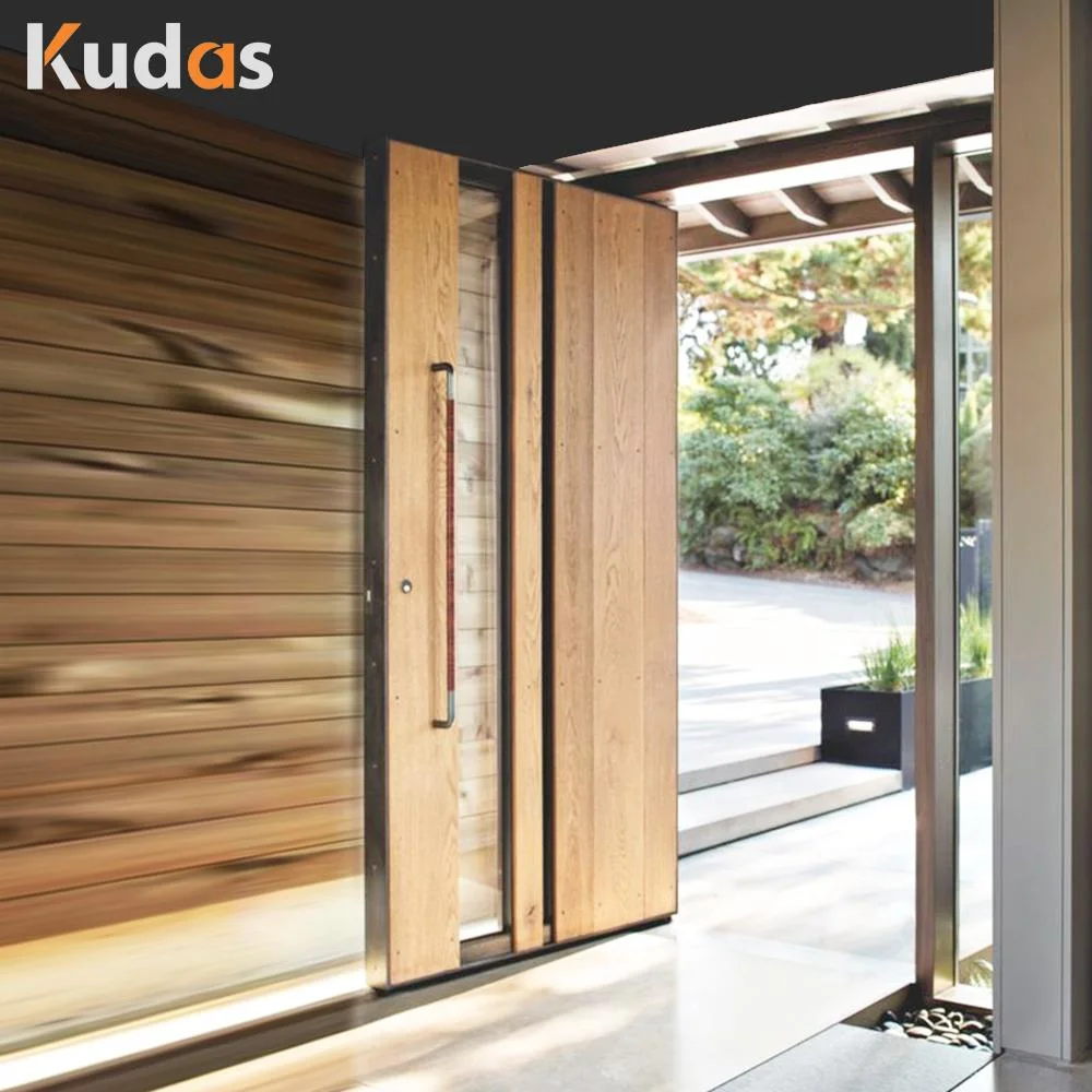 Heavy Duty Modern Style Pivot Solid Wood Tempered Coat Glass Door with German Hardware