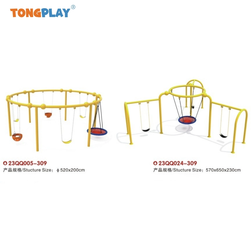 Outdoor Amusement Park Playground Equipment Double Soft Cushion Swing Set