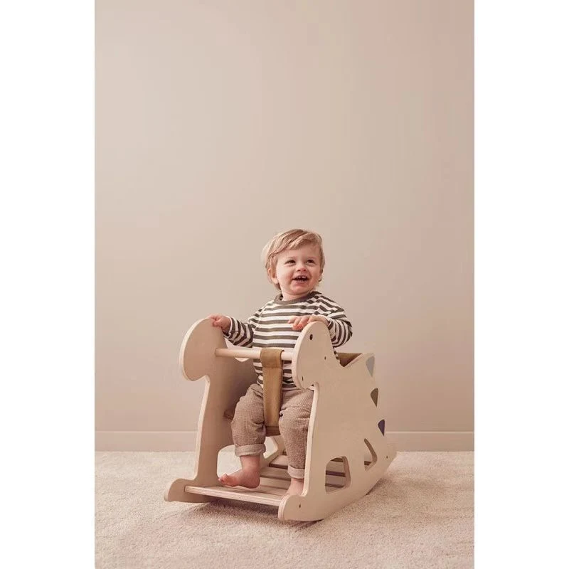 Classic Cartoon Horse Swing Rocking Chair Solid Wooden Rocker for Baby